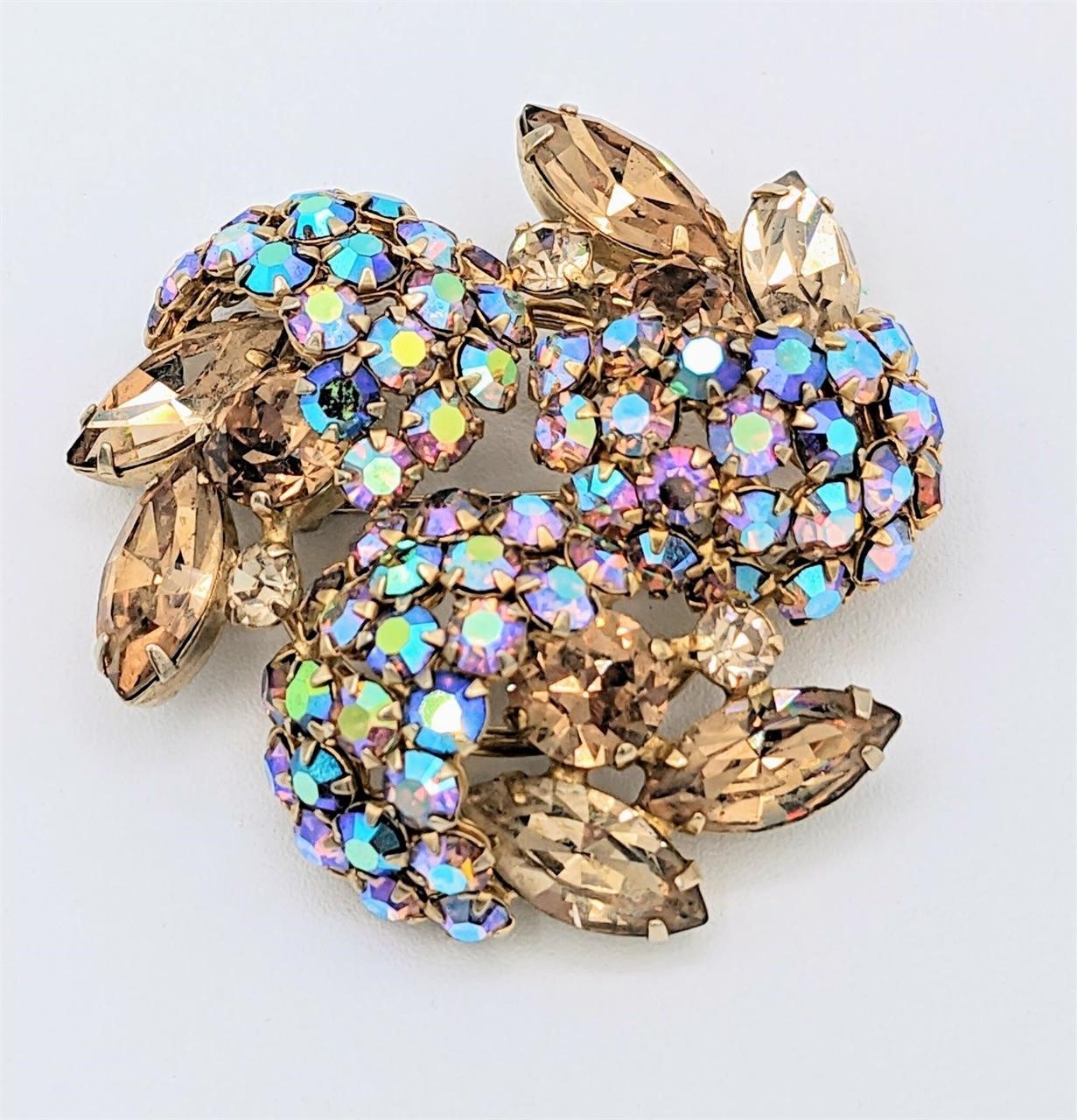 Gorgeous Signed “Sherman” Aurora Borealis Brooch - AuctionsOntario.ca