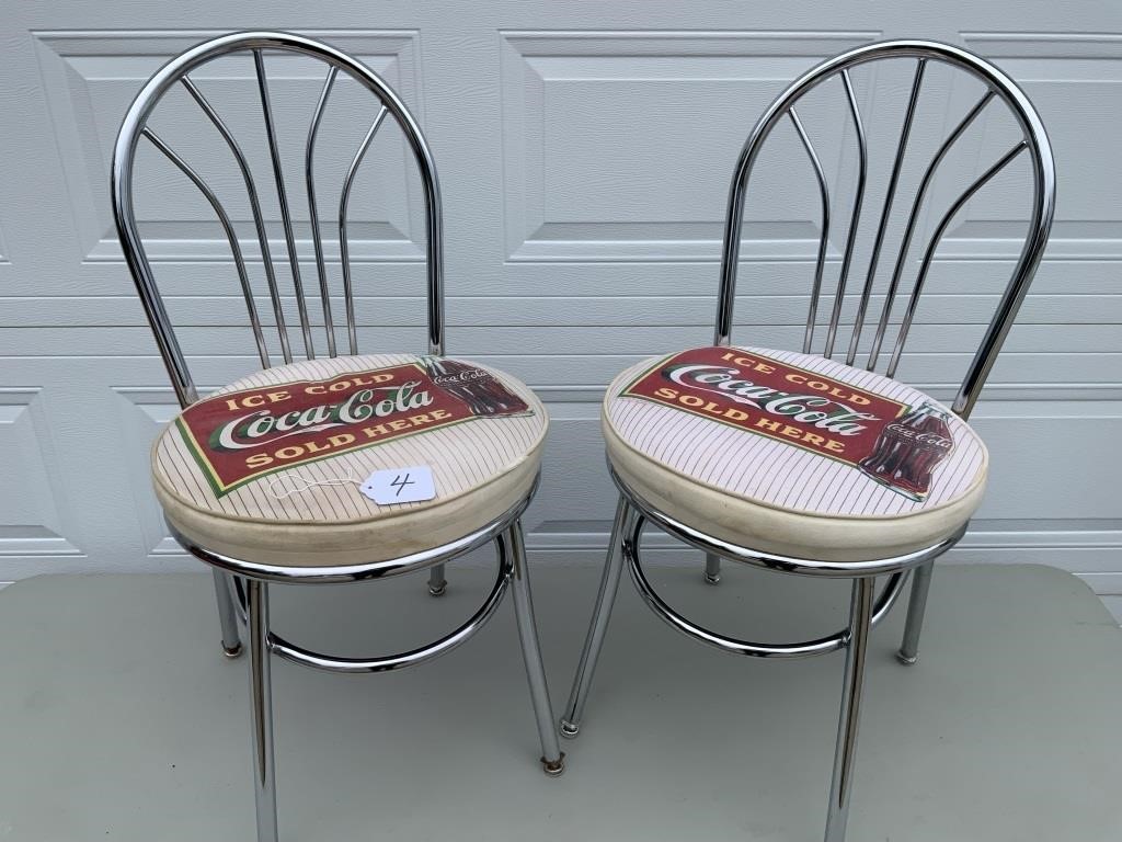 2 Coca Cola chrome chairs w/padded seats - AuctionsOntario.ca