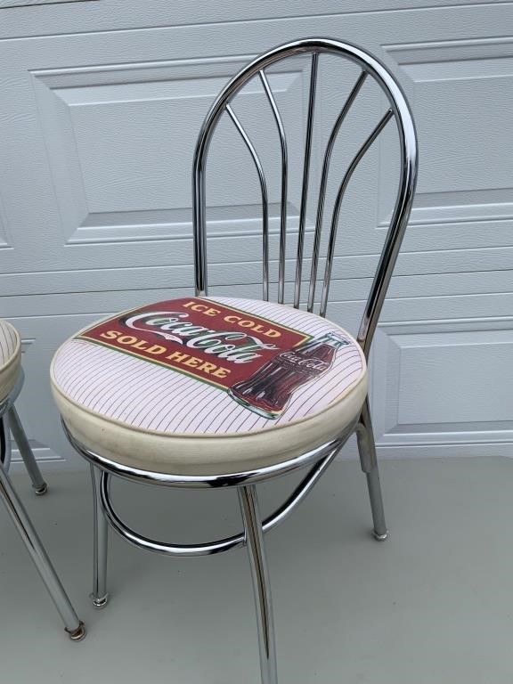 2 Coca Cola chrome chairs w/padded seats - AuctionsOntario.ca